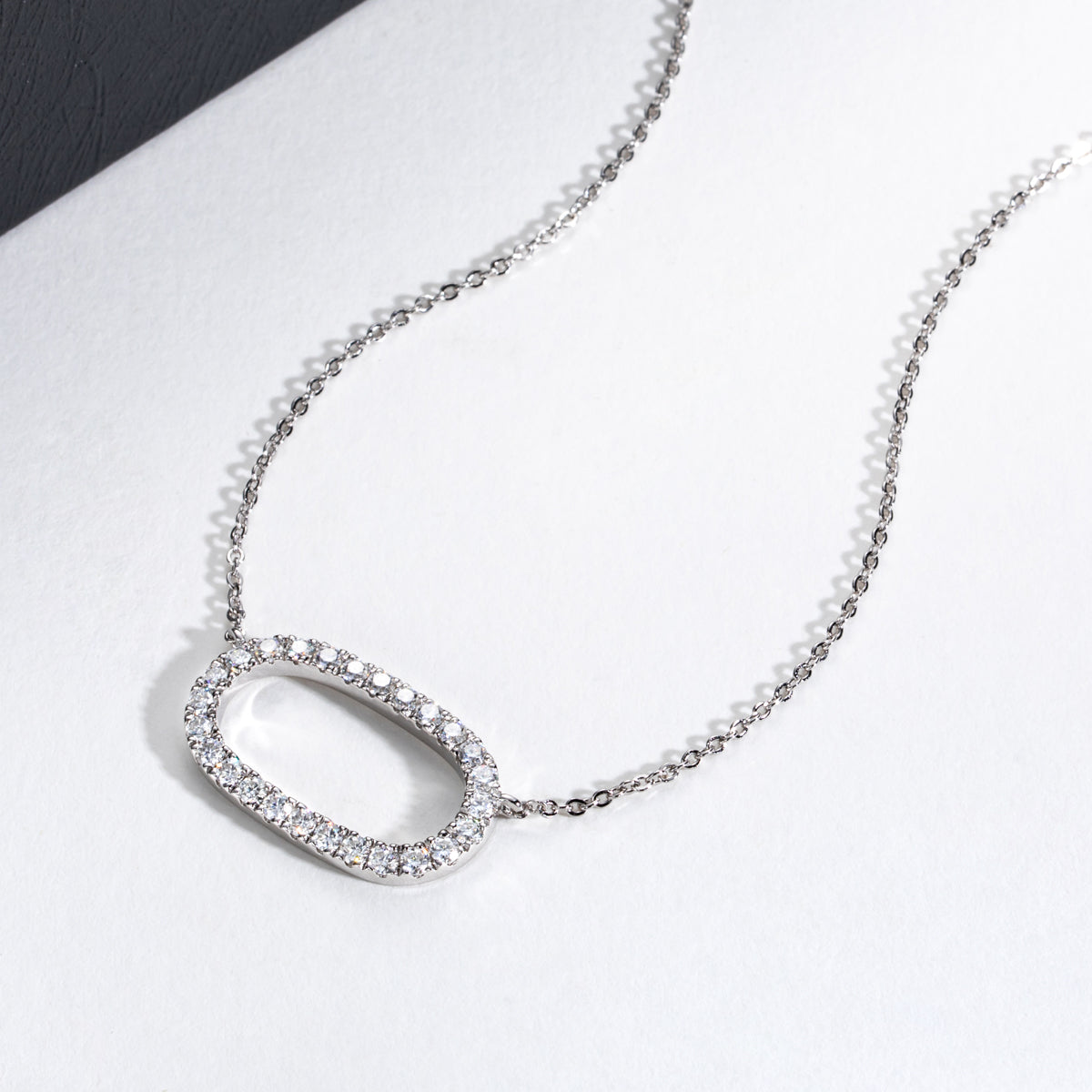 18K Gold Oval Moissanite Necklace