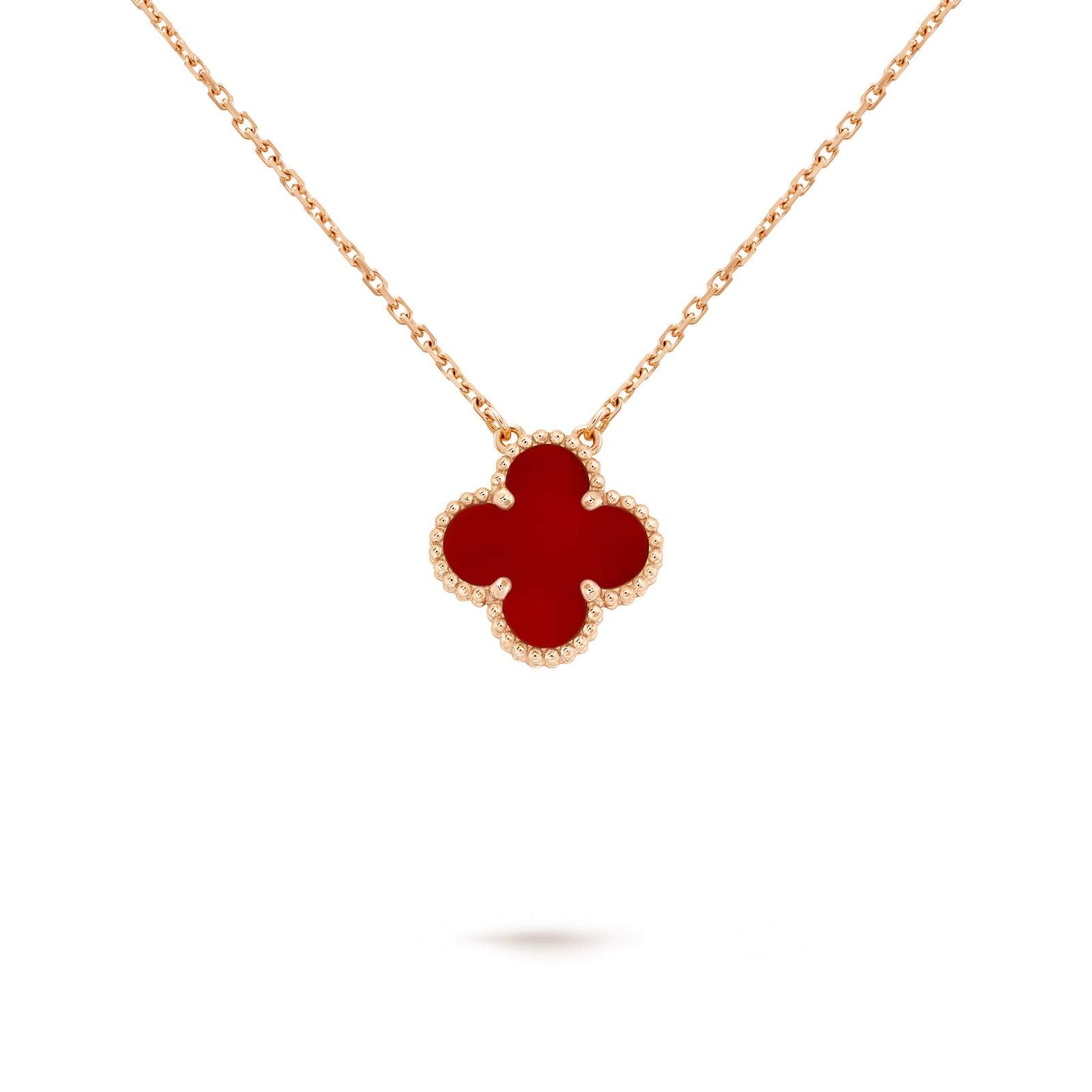 Red Agate Clover Lucky Necklace