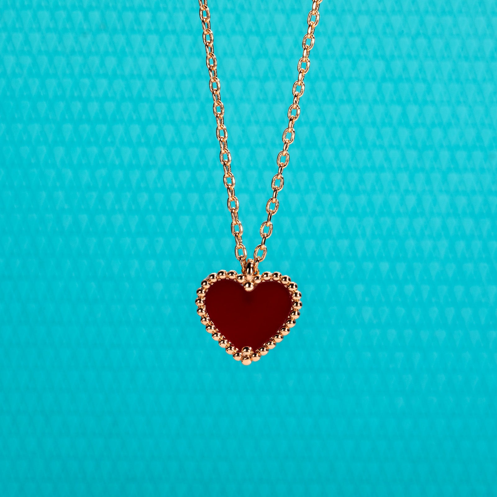 Red Carnelian Sweet Heart Pendant Necklace