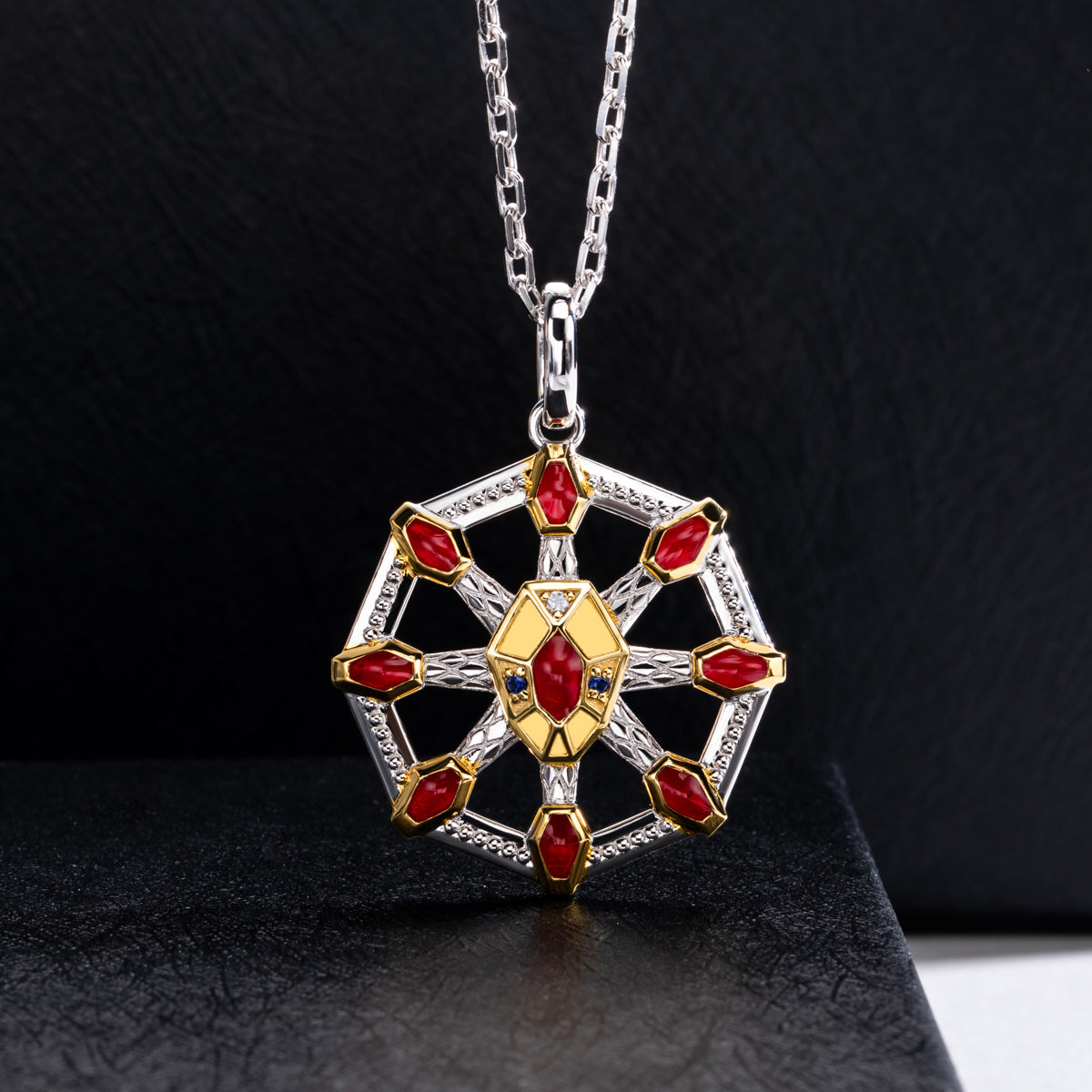 Nine-Headed Xiangliu Pendant, S925 Sterling Silver with Enamel Craft