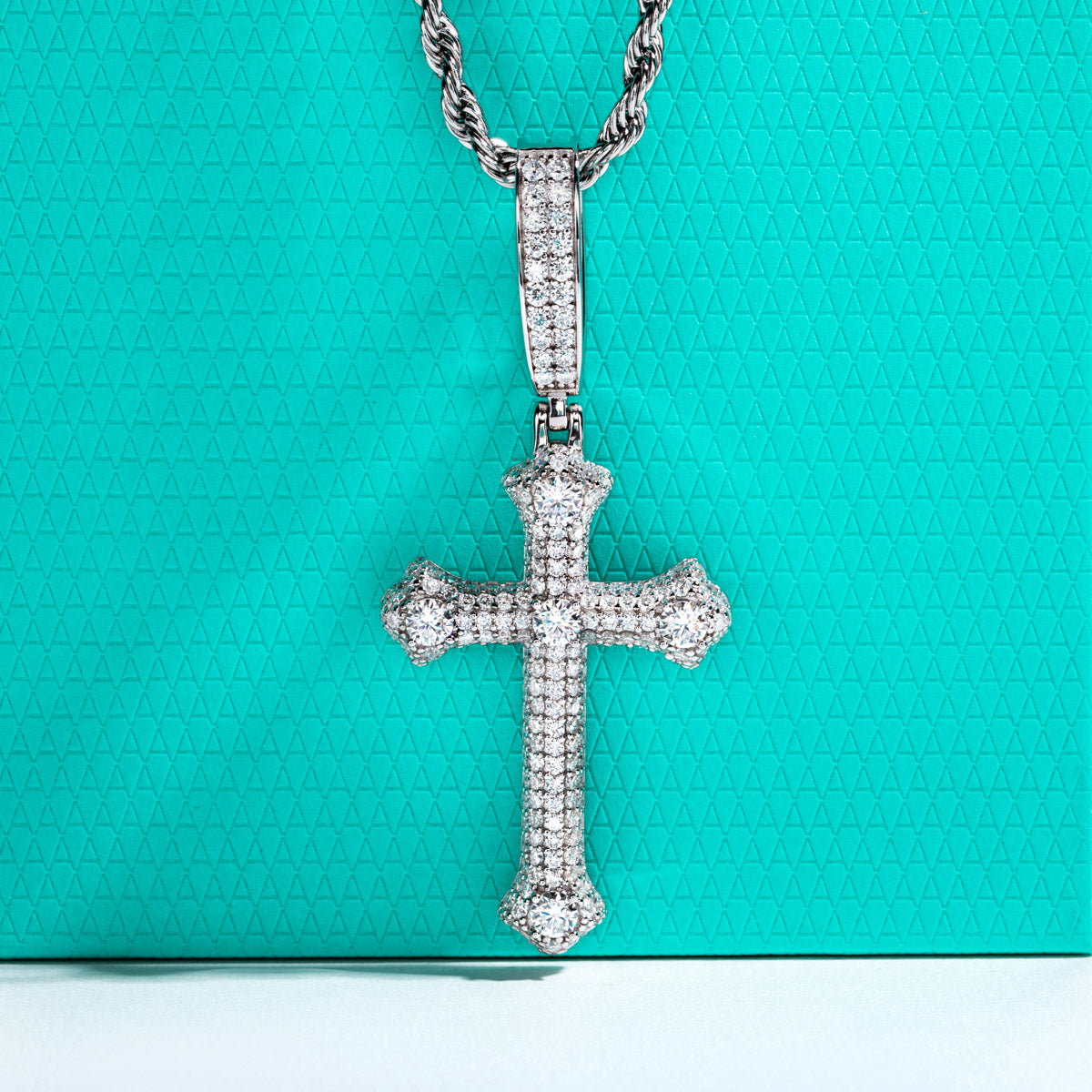 S925 Silver Moissanite Cross Pendant