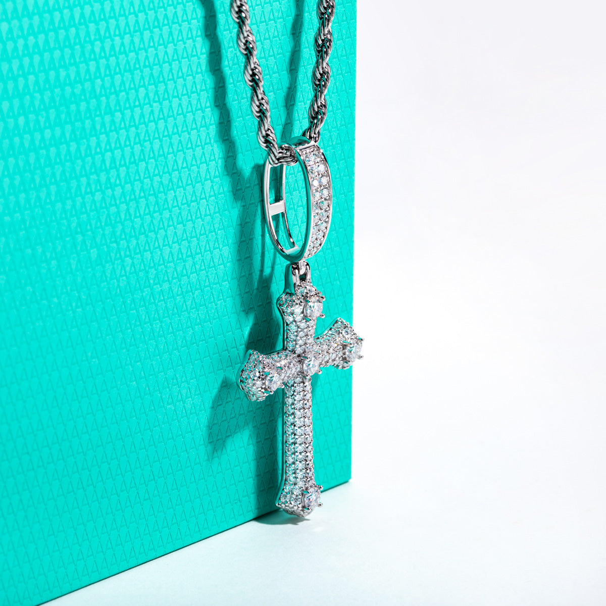 S925 Silver Moissanite Cross Pendant