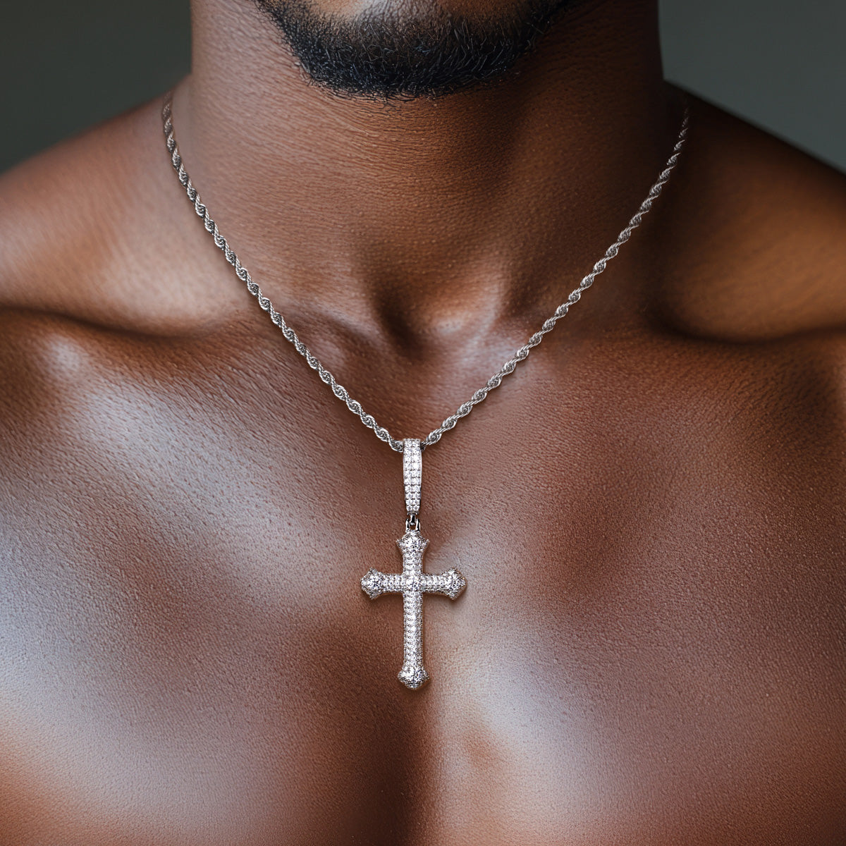 S925 Silver Moissanite Cross Pendant