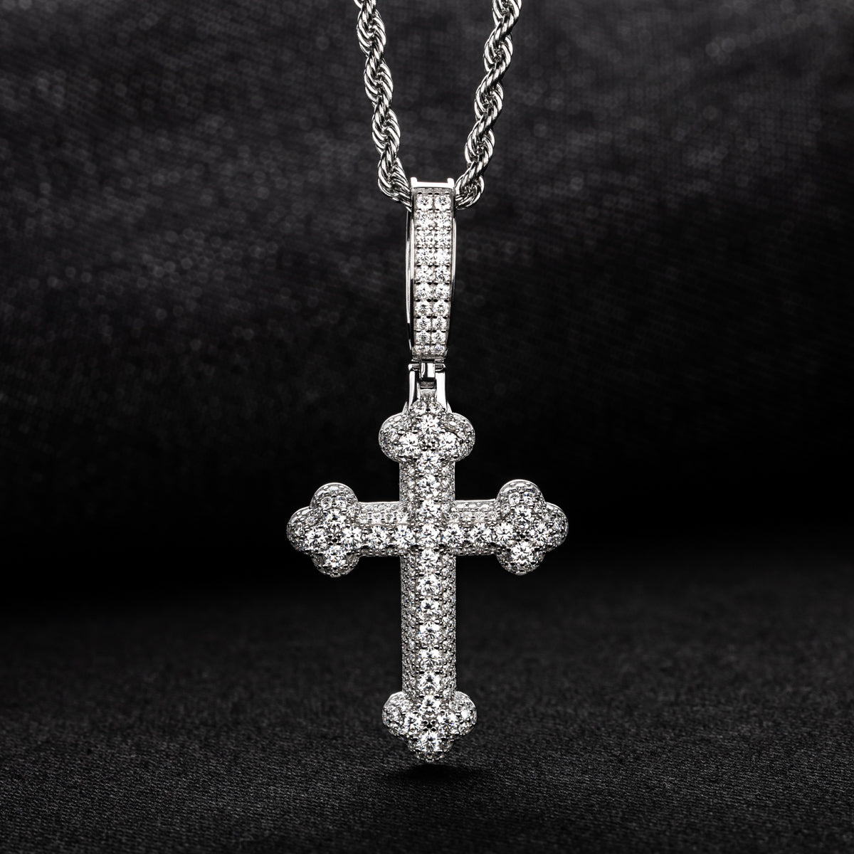S925 Silver Moissanite Cross Pendant Necklace