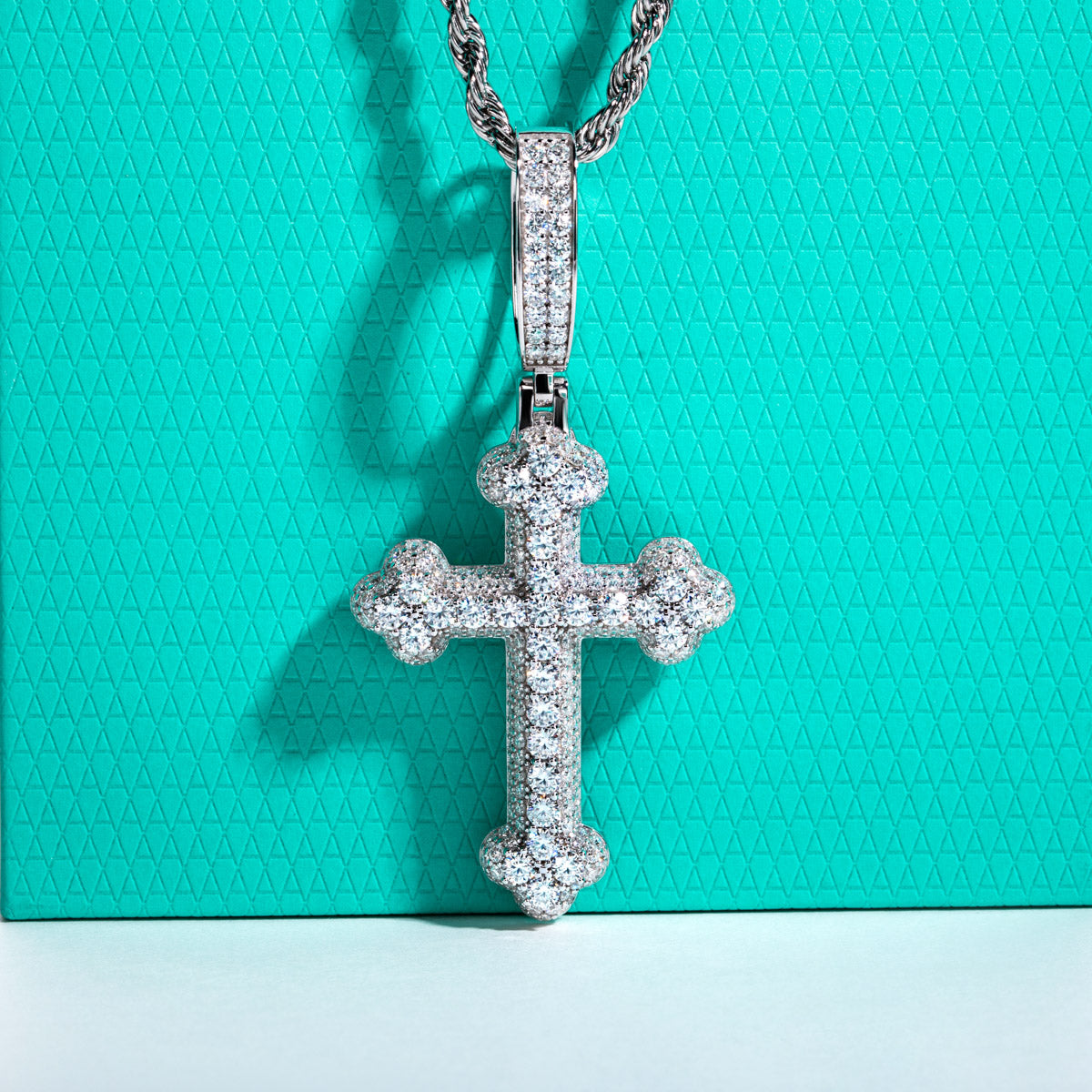 S925 Silver Moissanite Cross Pendant Necklace