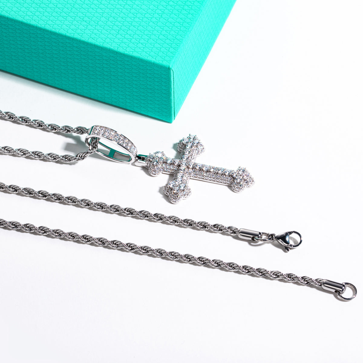 S925 Silver Moissanite Cross Pendant Necklace
