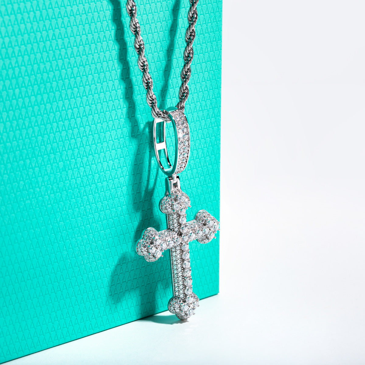 S925 Silver Moissanite Cross Pendant Necklace