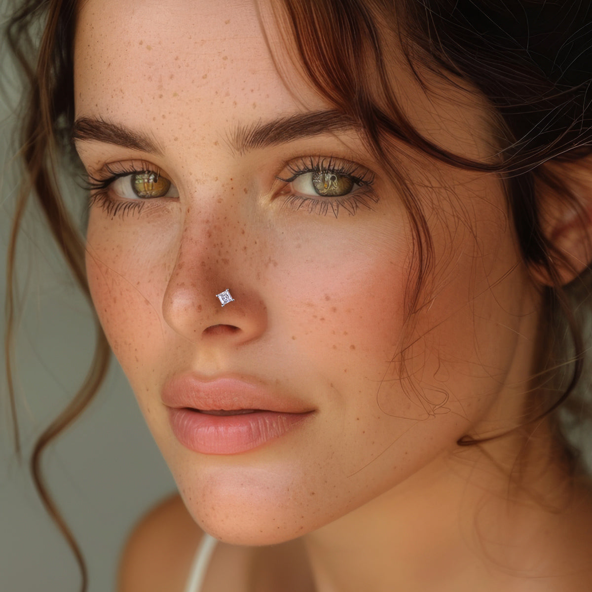 PT950 Moissanite Princess Cut Nose Stud