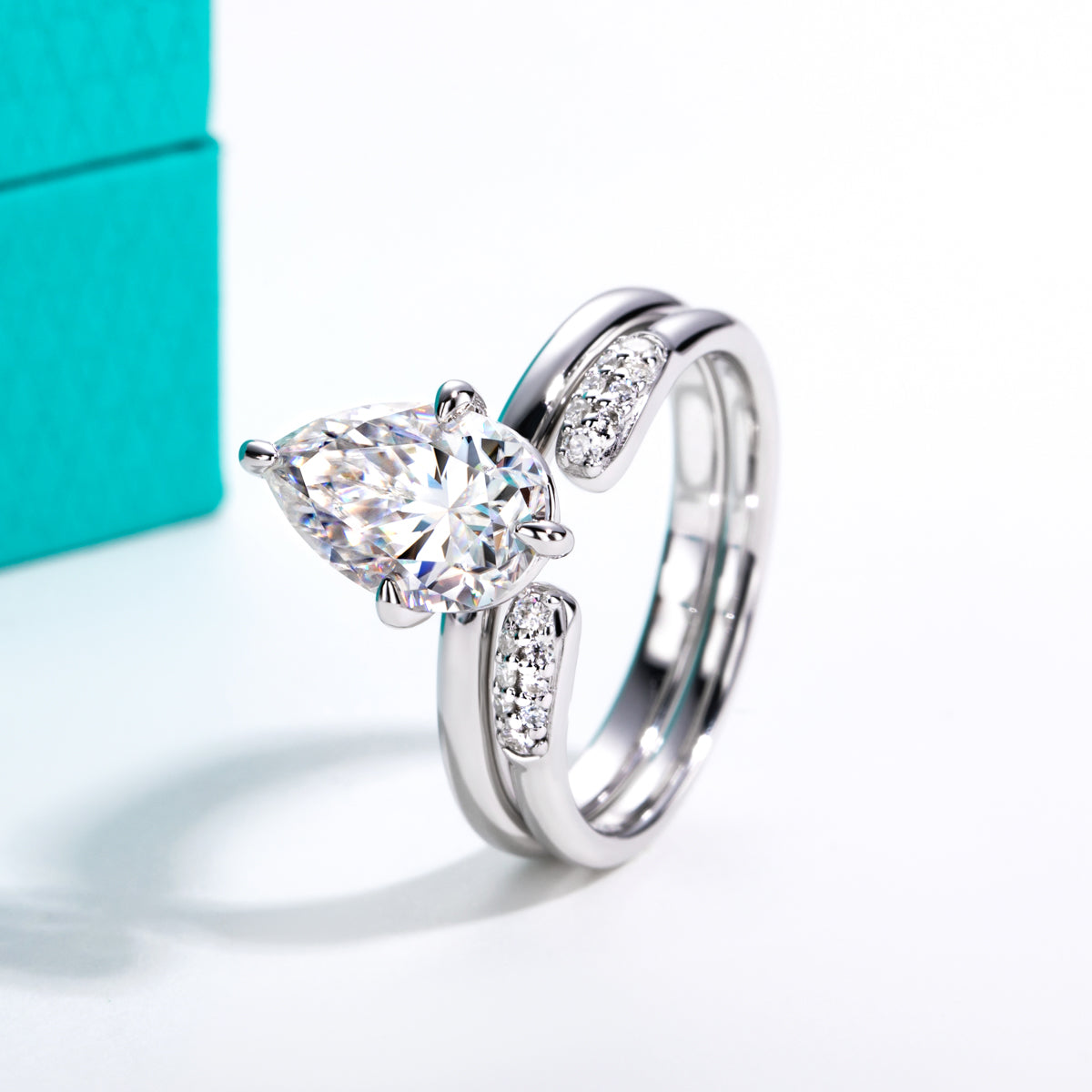 S925‑Silver 3.0‑Carat Pear‑Shaped Moissanite Ring