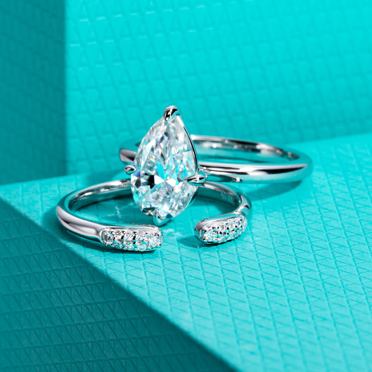 S925‑Silver 3.0‑Carat Pear‑Shaped Moissanite Ring