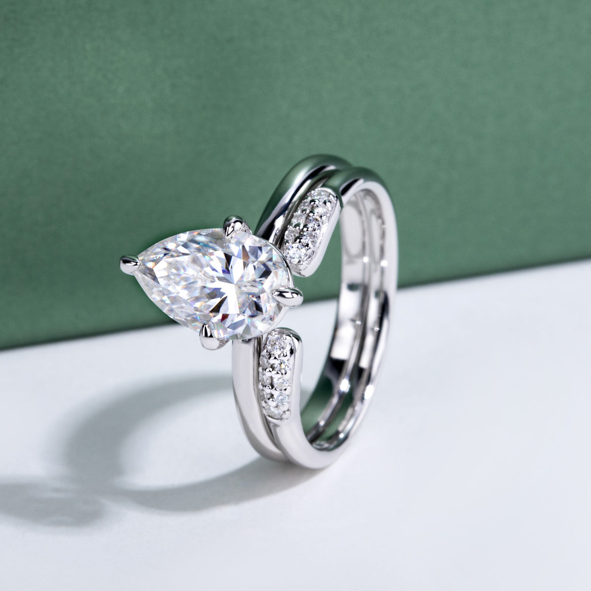 S925‑Silver 3.0‑Carat Pear‑Shaped Moissanite Ring