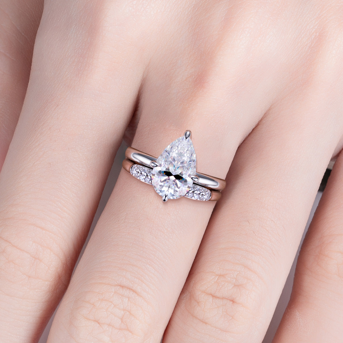 S925‑Silver 3.0‑Carat Pear‑Shaped Moissanite Ring