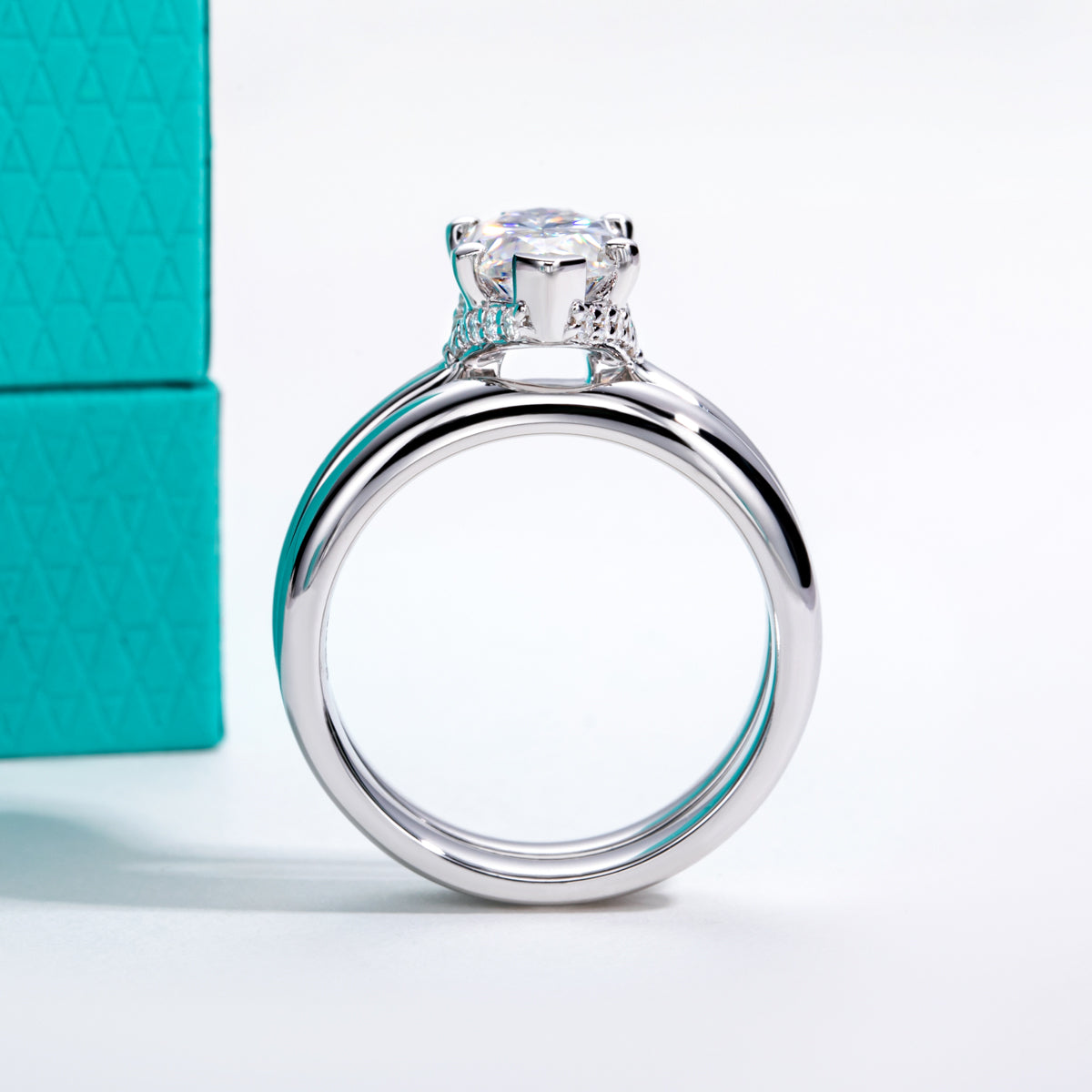 S925‑Silver 3.0‑Carat Marquise‑Cut Moissanite Stackable Ring Set