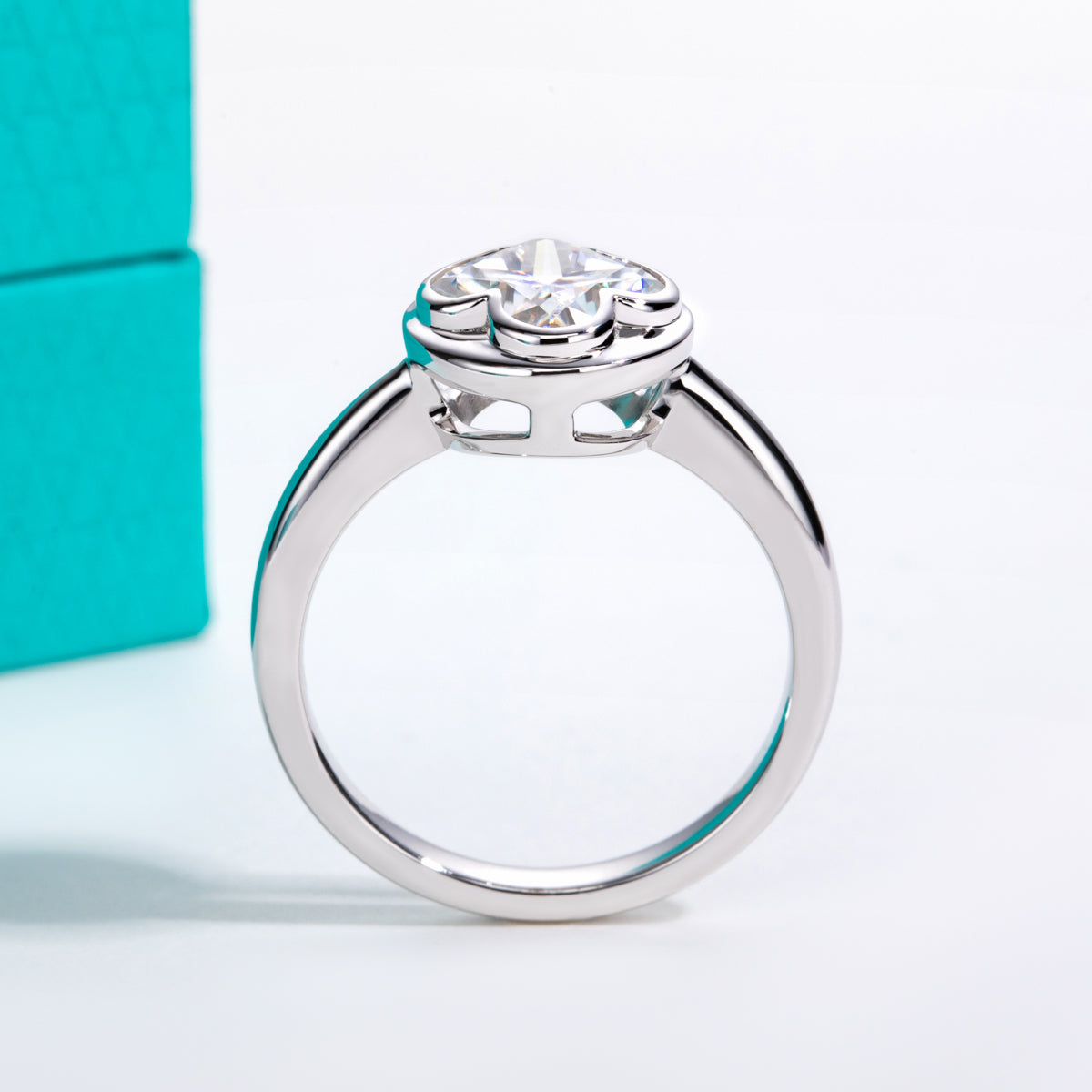 S925‑Silver 4‑Leaf‑Clover‑Cut Moissanite Ring, 2.0 CT