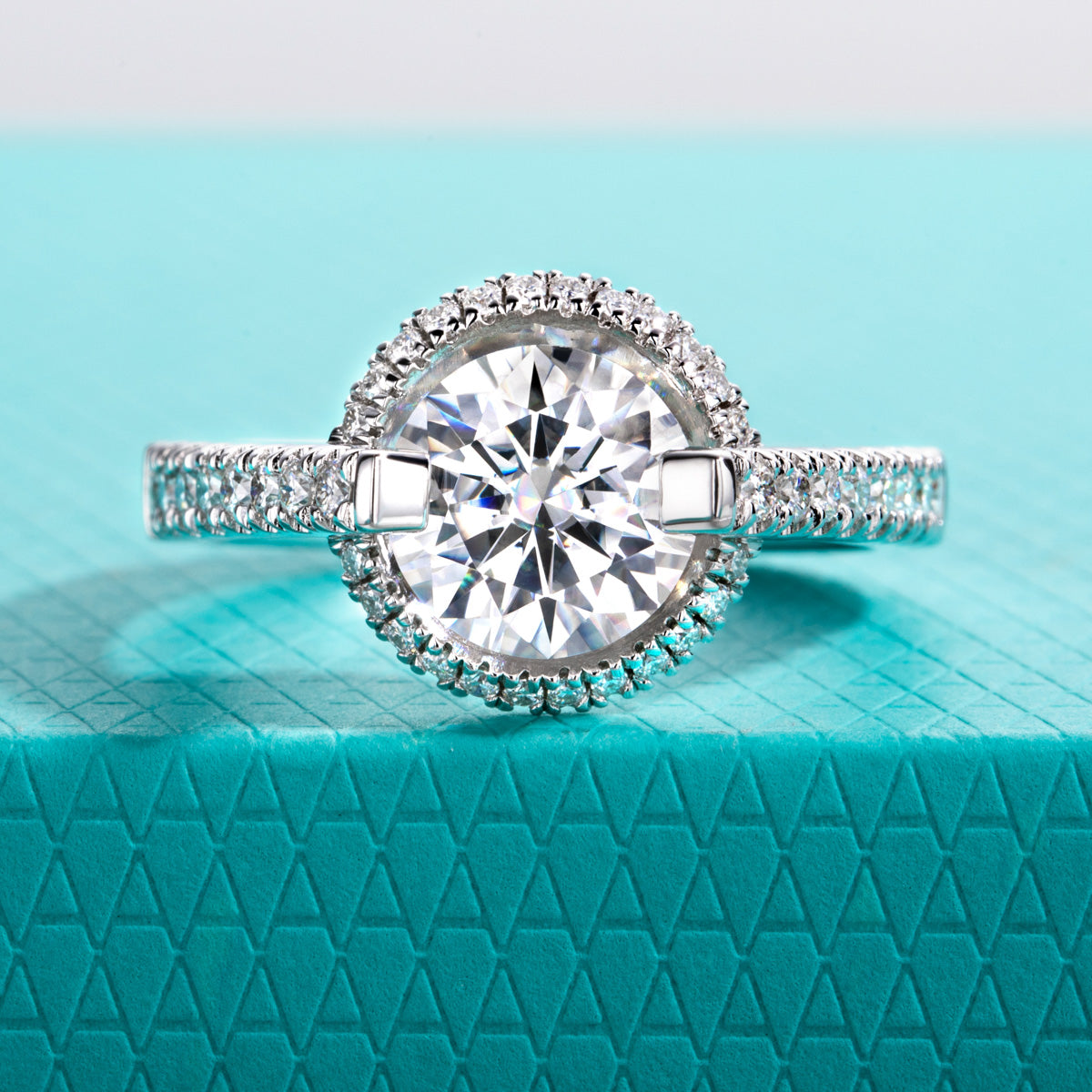 S925‑Silver Round‑Cut 2.0CT Moissanite Ring