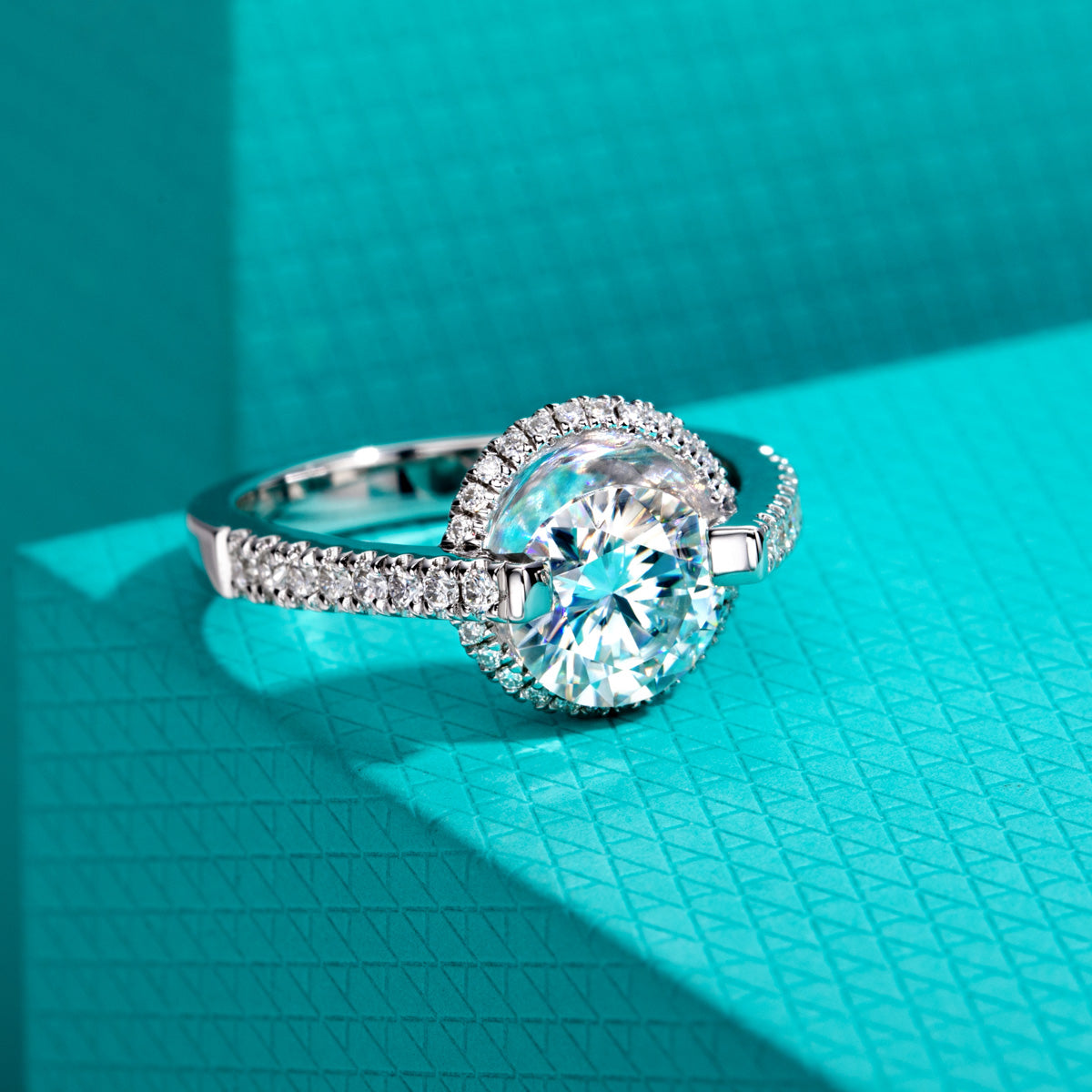 S925‑Silver Round‑Cut 2.0CT Moissanite Ring