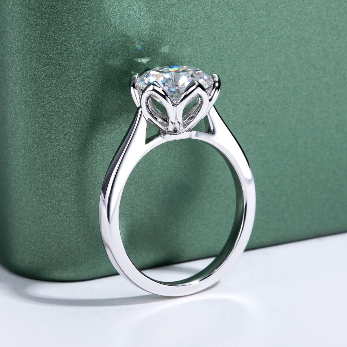 3.0‑Carat Round Moissanite Lotus Ring, S925 Sterling Silver