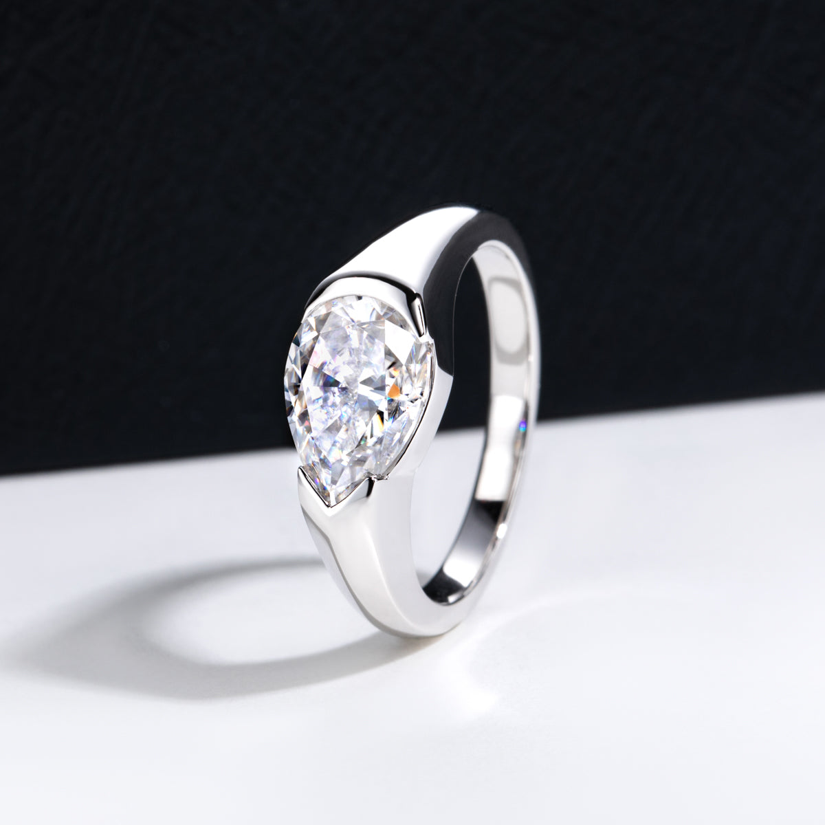 S925‑Silver 2.5‑Carat Pear‑Shaped Moissanite Ring