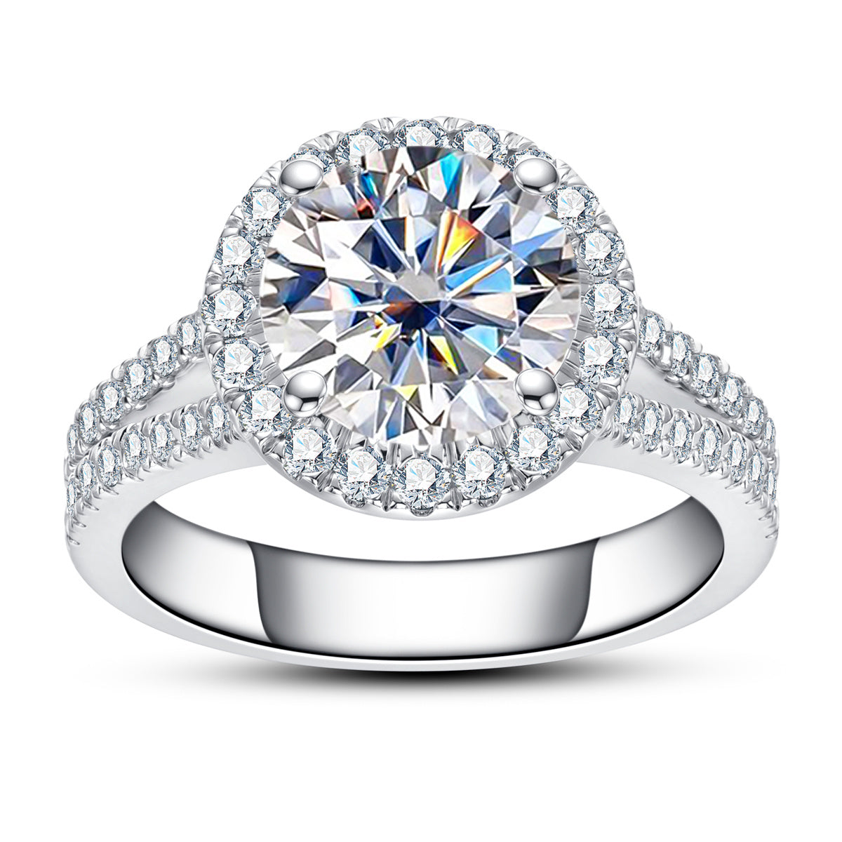 S925 Silver Moissanite Full Paved Y-Shaped Band Ring