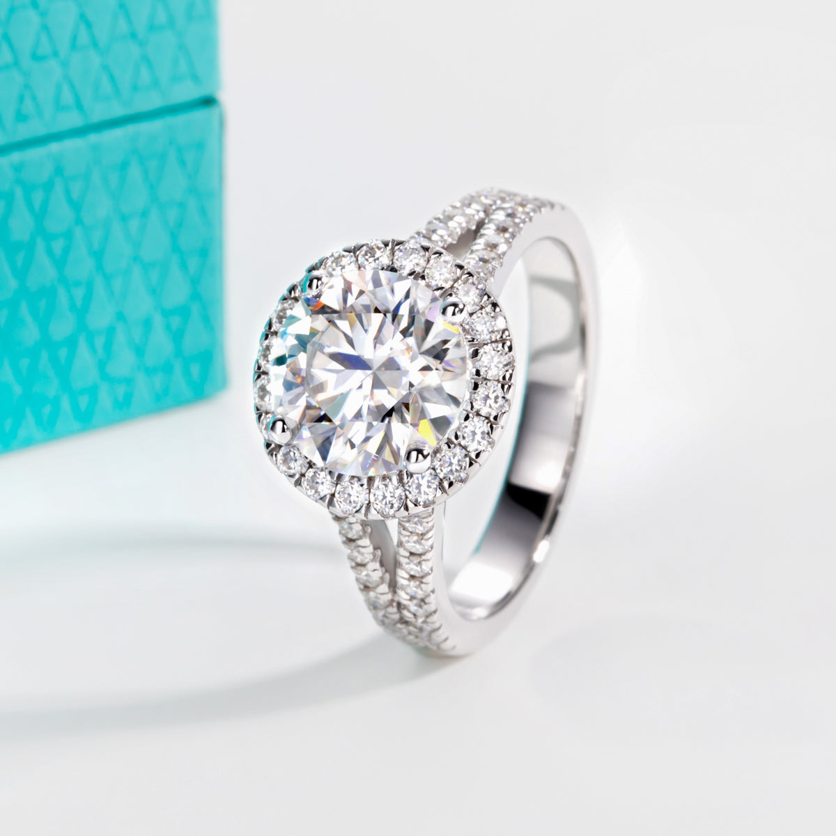 S925‑Silver 3.0CT Moissanite Full‑Paved Y‑Shaped Band Ring