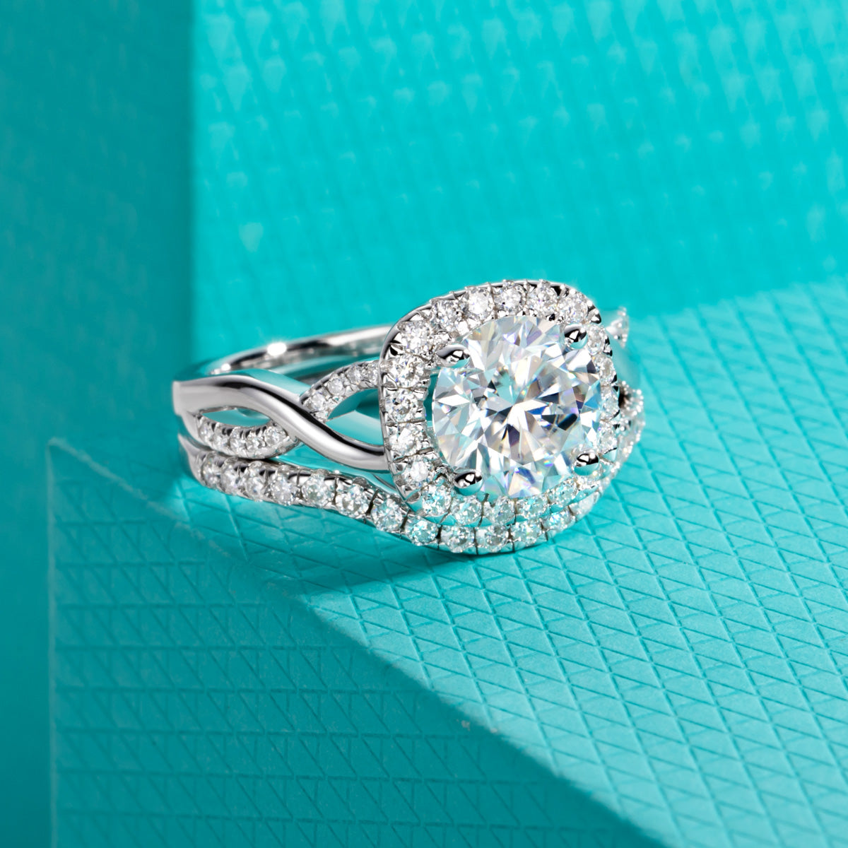 S925 Sterling Silver Full Paved Moissanite Stackable Ring Set