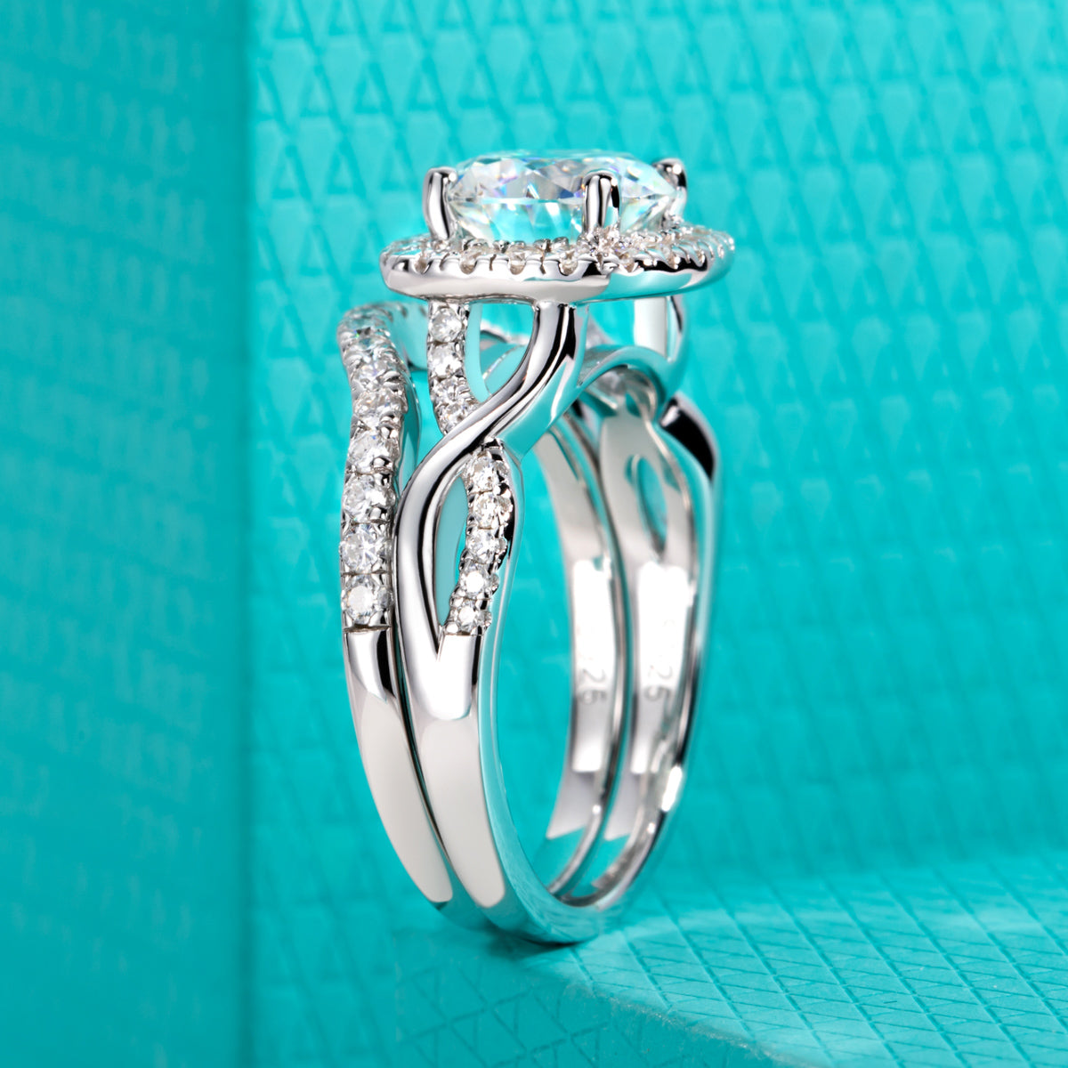 S925 Sterling Silver Full Paved Moissanite Stackable Ring Set