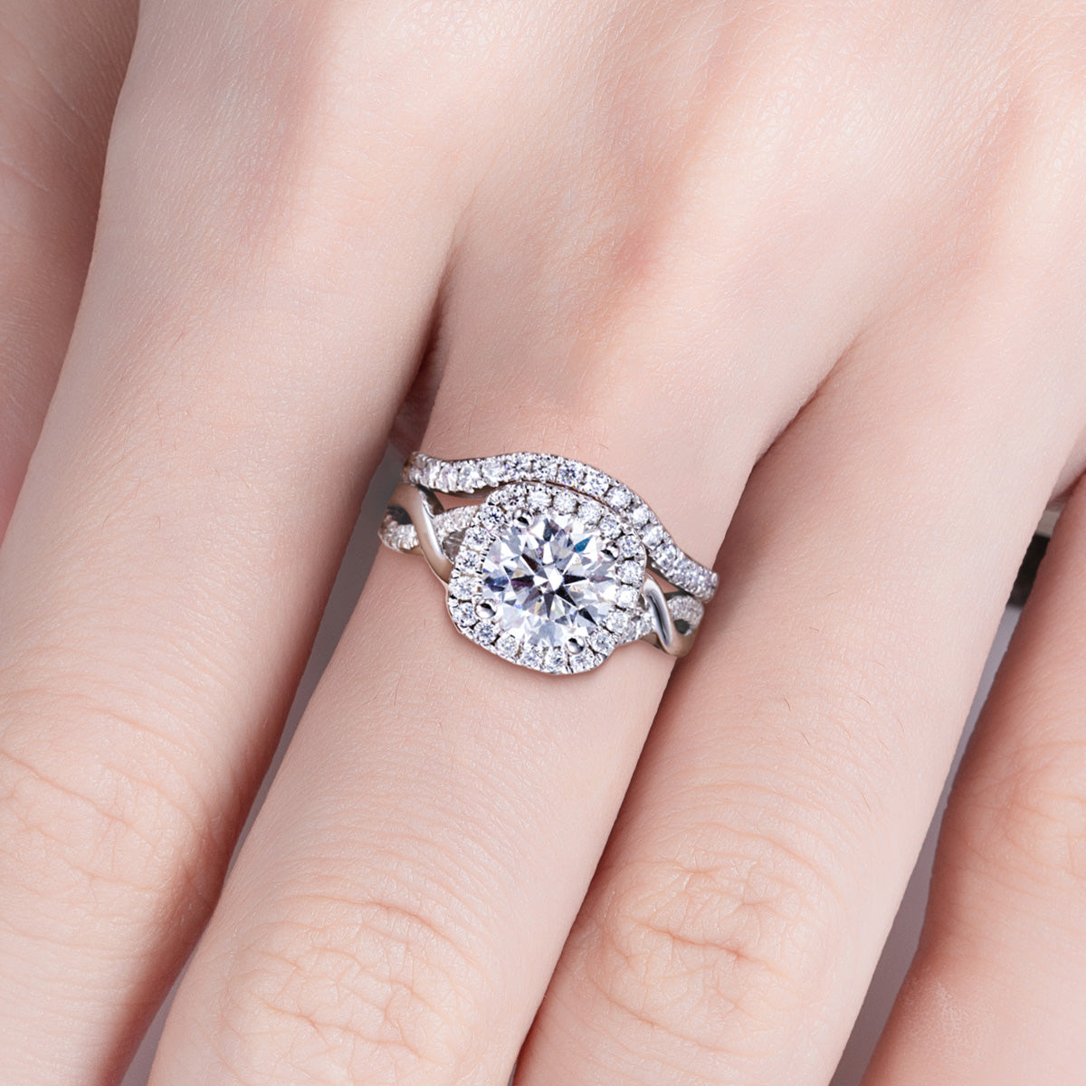 S925 Sterling Silver Full Paved Moissanite Stackable Ring Set