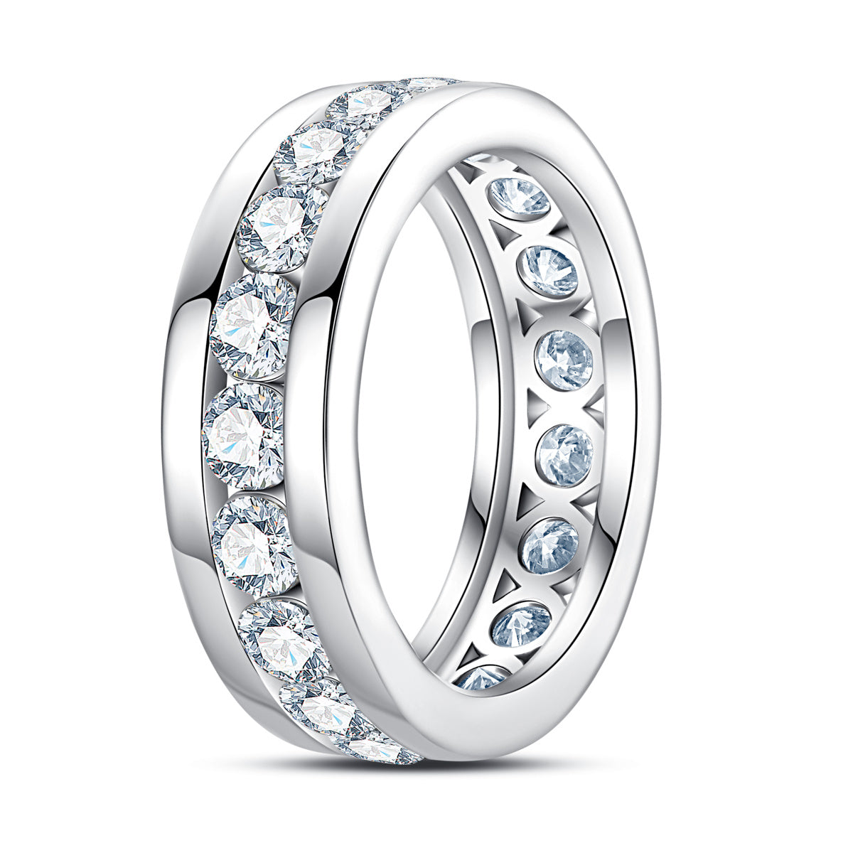 S925 Silver 4.0mm Moissanite Full Bezel Eternity Ring