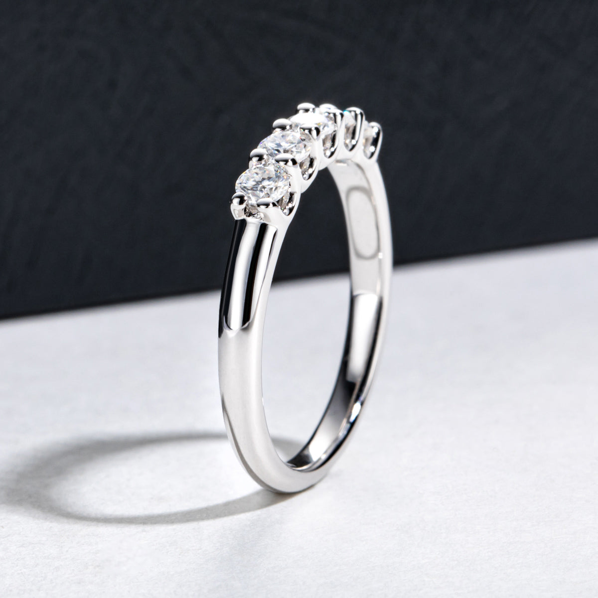 18K Gold Moissanite 5-Stone 0.5CT Ring