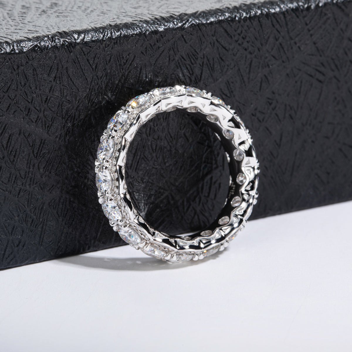 4.0mm Mixed Setting Full Moissanite Eternity Ring
