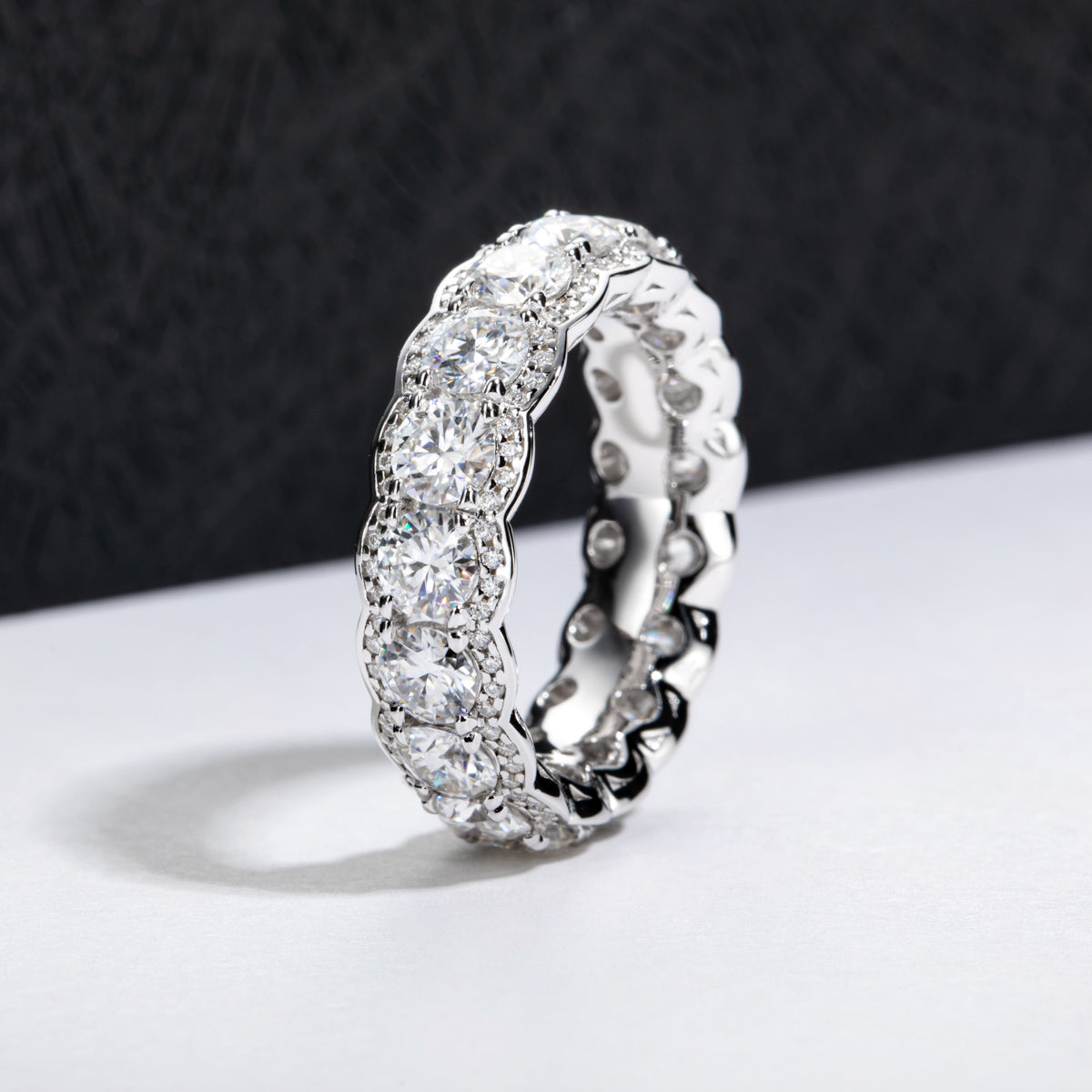 4.0mm Mixed Setting Full Moissanite Eternity Ring