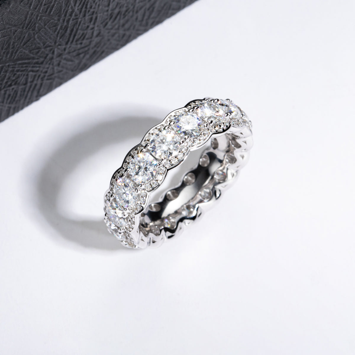 4.0mm Mixed Setting Full Moissanite Eternity Ring