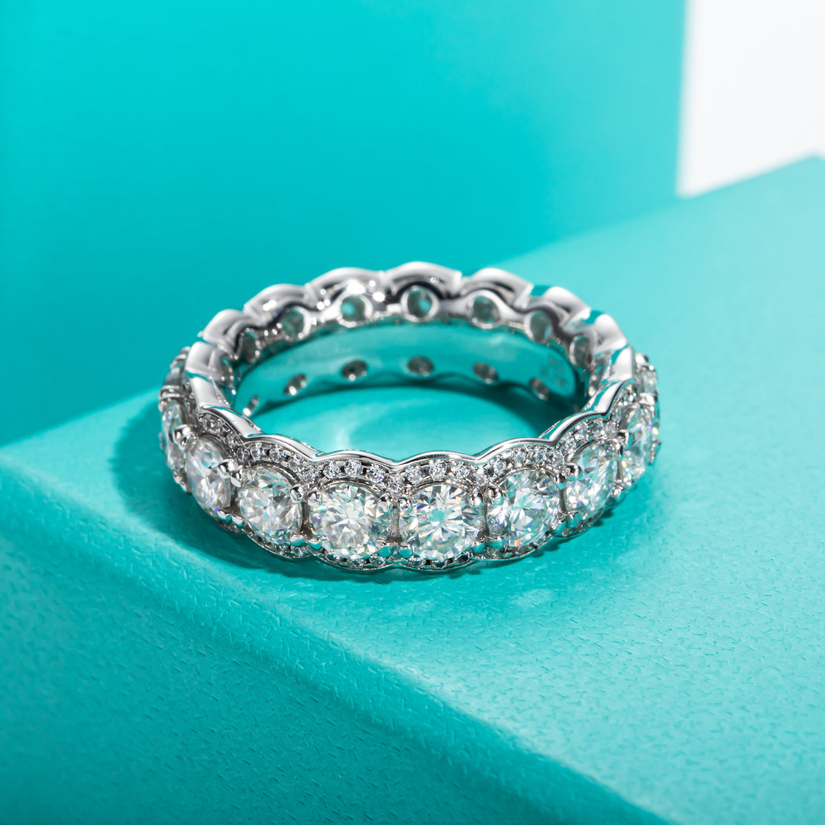 4.0mm Mixed Setting Full Moissanite Eternity Ring