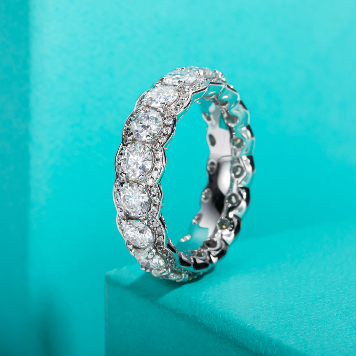 4.0mm Mixed Setting Full Moissanite Eternity Ring