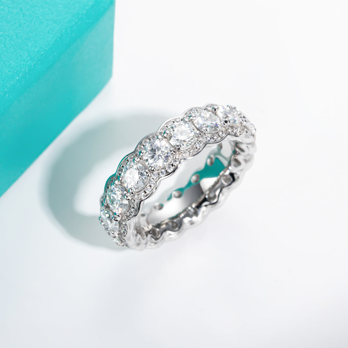 4.0mm Mixed Setting Full Moissanite Eternity Ring