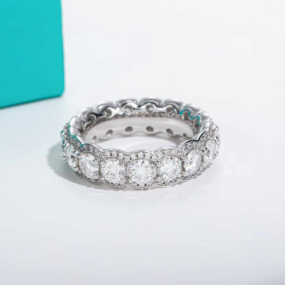 4.0mm Mixed Setting Full Moissanite Eternity Ring