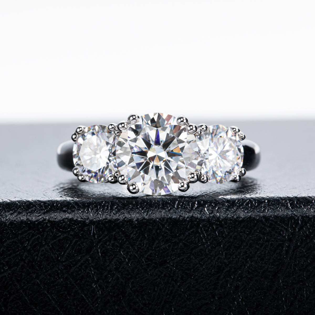 3CT 9mm Round Moissanite Ring S925 Silver Large Stone Wedding Ring