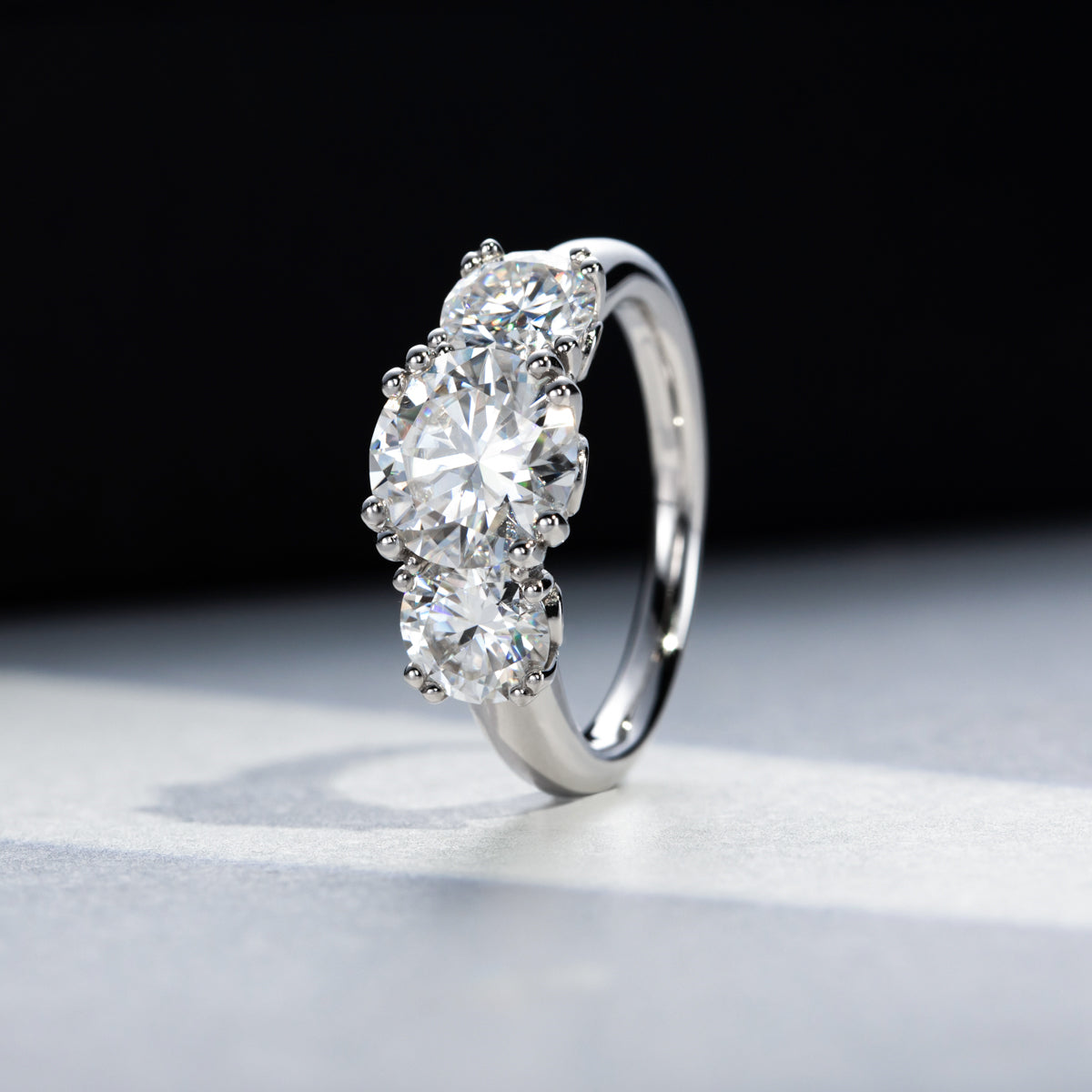 3CT 9mm Round Moissanite Ring S925 Silver Large Stone Wedding Ring
