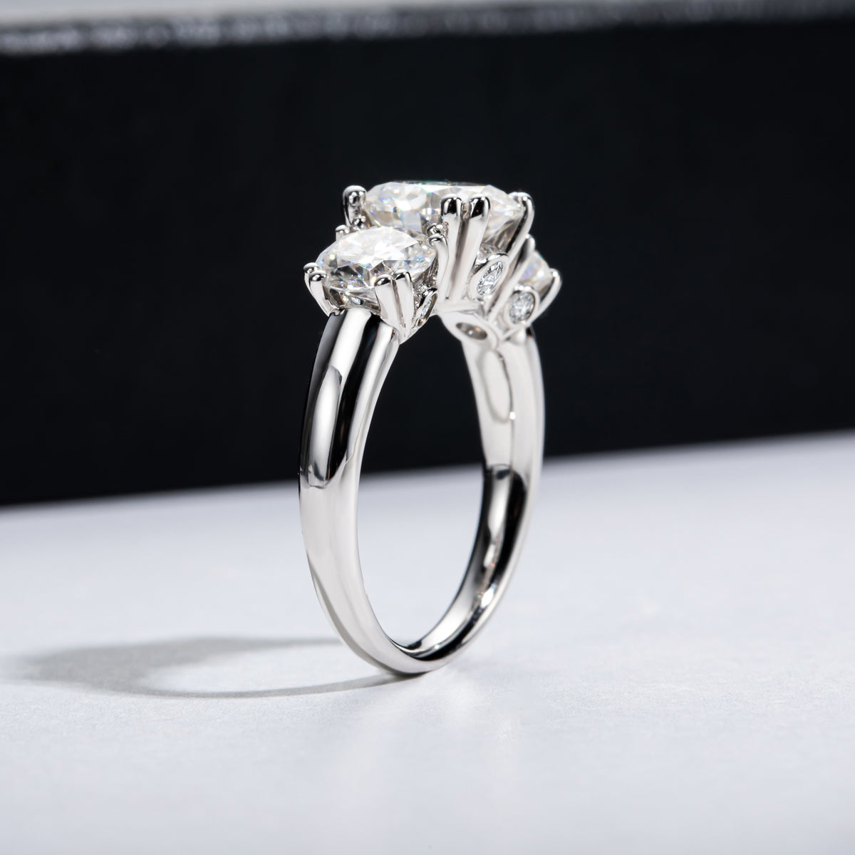 3CT 9mm Round Moissanite Ring S925 Silver Large Stone Wedding Ring