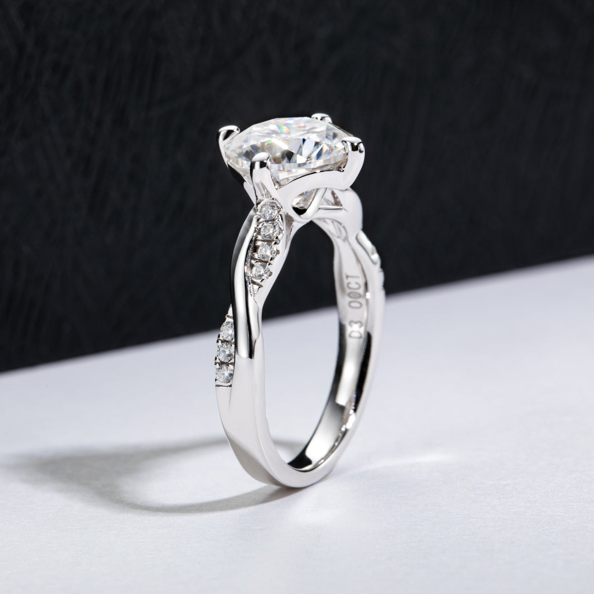 S925 Sterling Silver 3CT Heart Moissanite Four-Prong Ring