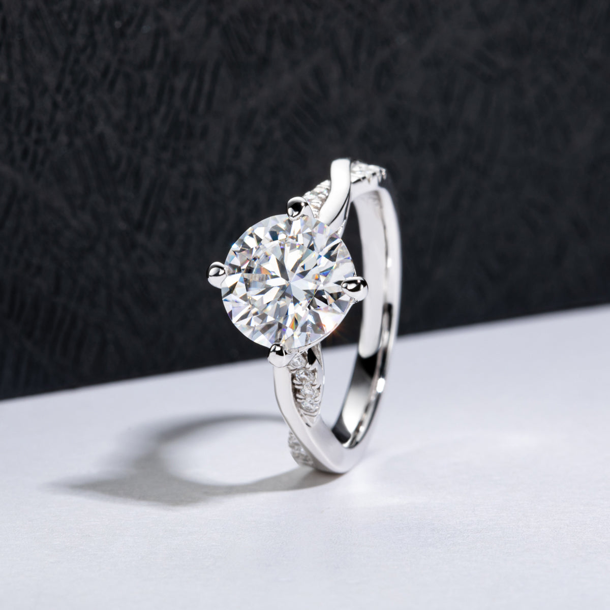 S925 Sterling Silver 3CT Heart Moissanite Four-Prong Ring