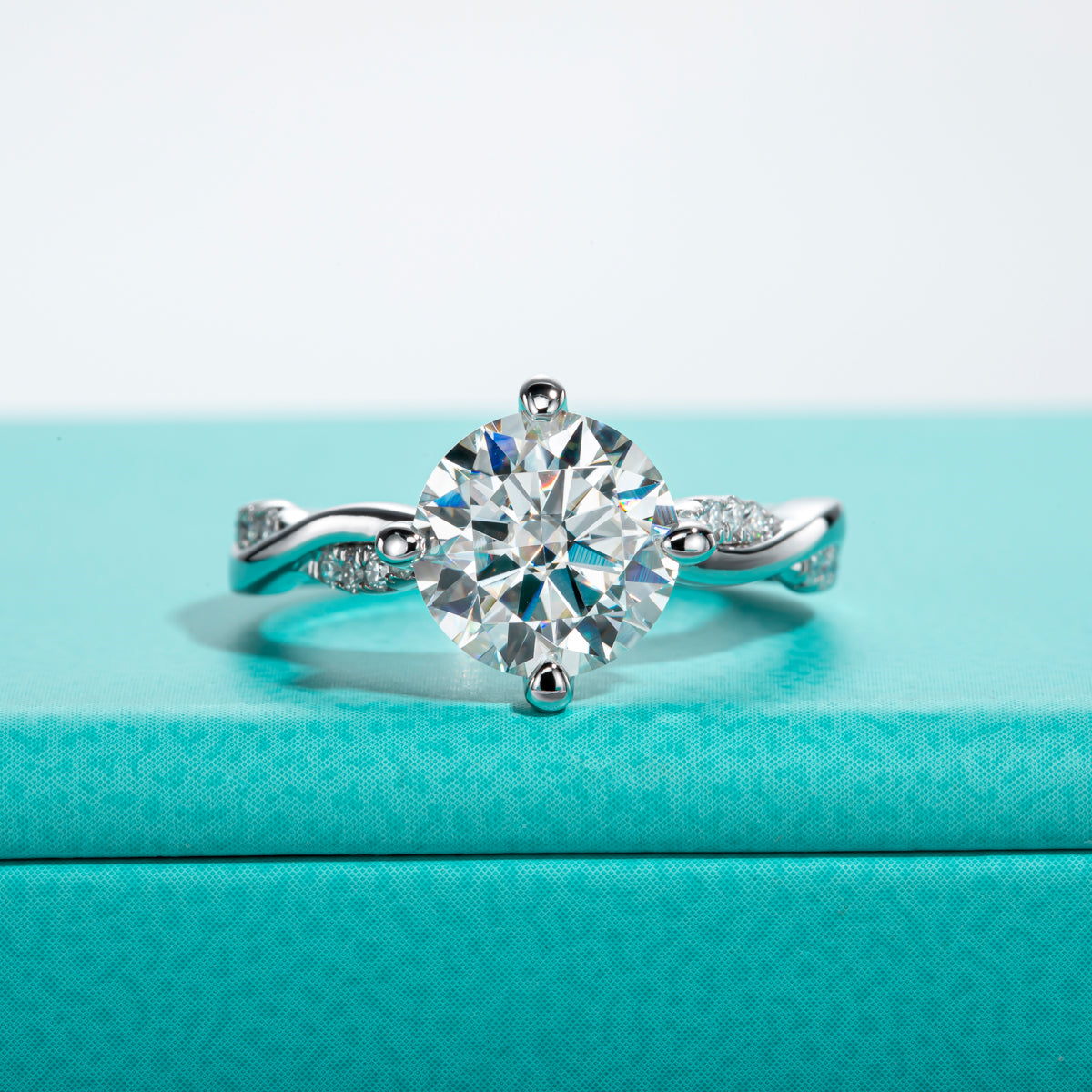 S925 Sterling Silver 3CT Heart Moissanite Four-Prong Ring