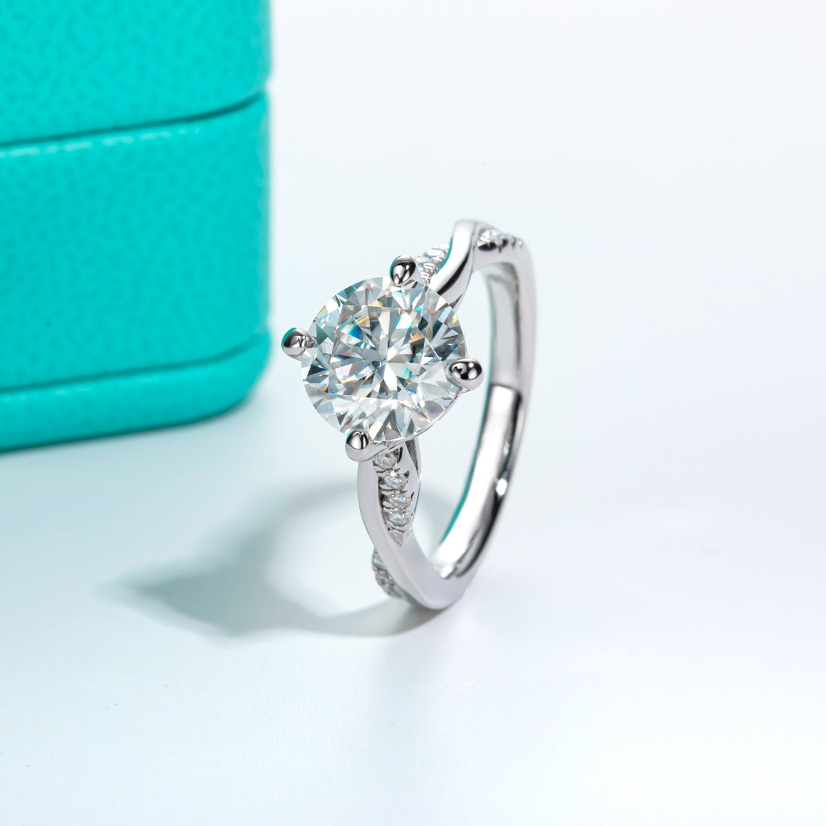 S925 Sterling Silver 3CT Heart Moissanite Four-Prong Ring