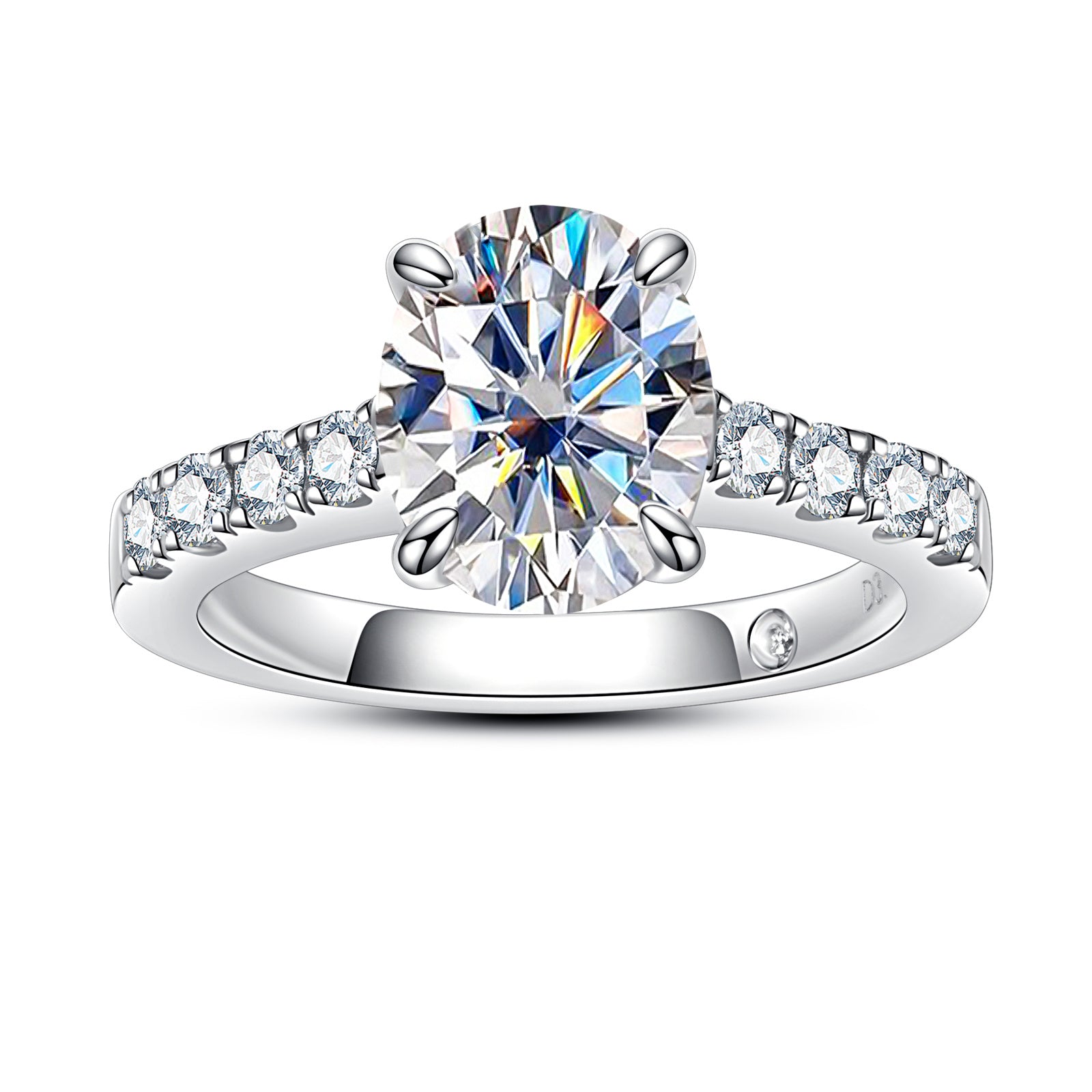 Oval Cut Pavé Moissanite Engagement Ring (3ct)