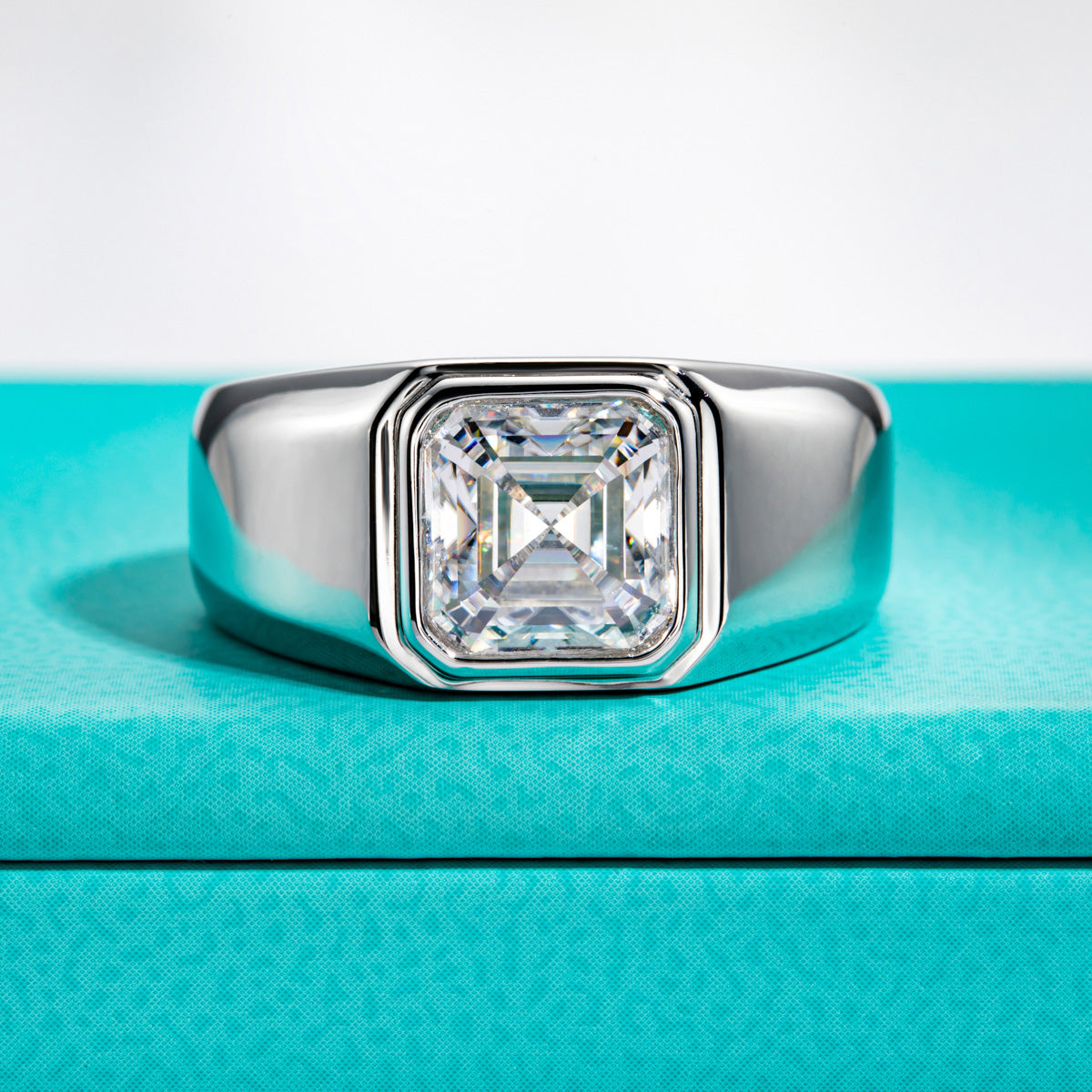 2.5CT 8x8mm Asscher Moissanite Solitaire Ring