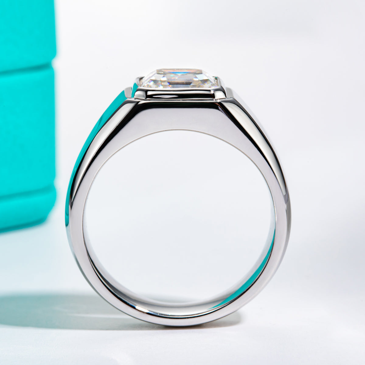 2.5CT 8x8mm Asscher Moissanite Solitaire Ring