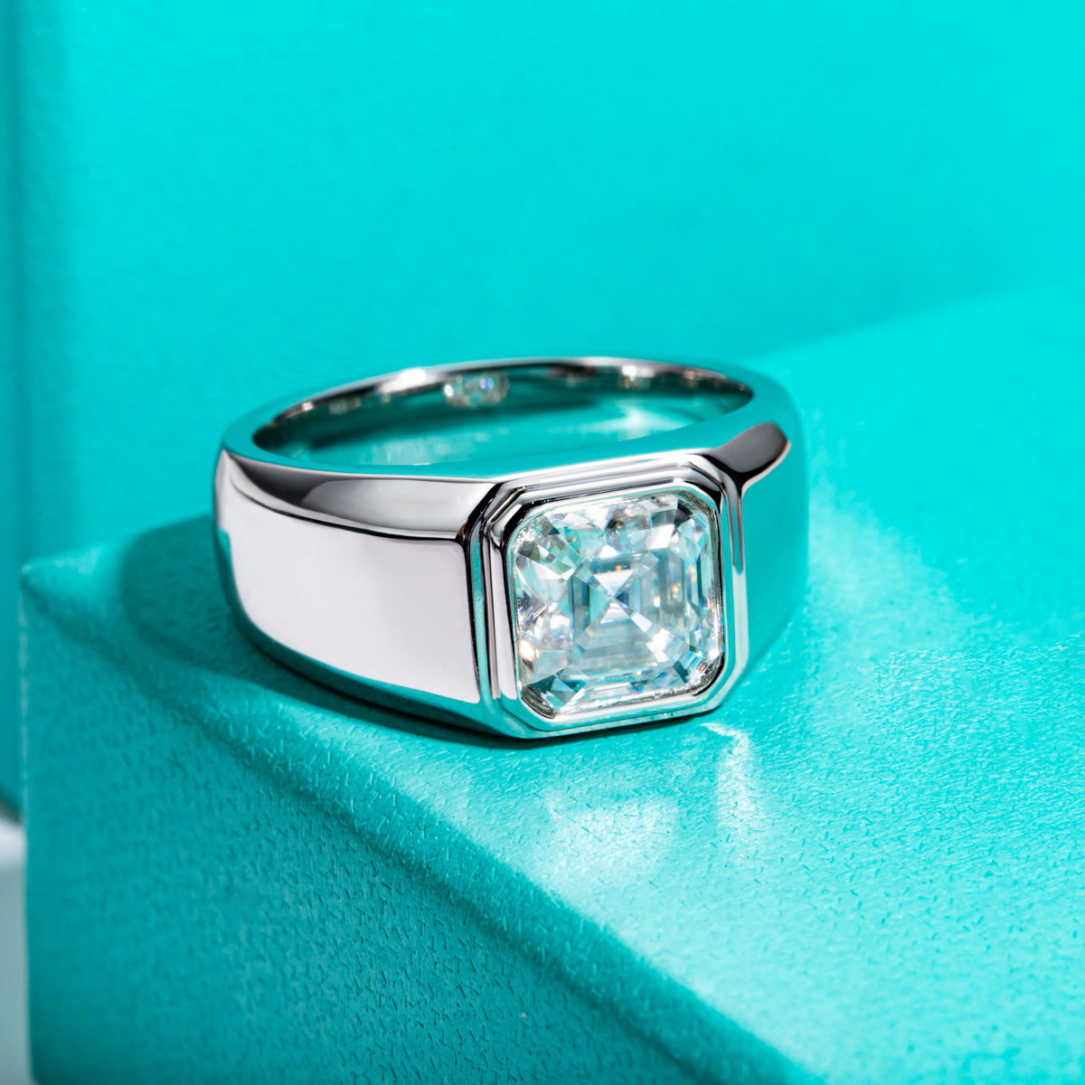 2.5CT 8x8mm Asscher Moissanite Solitaire Ring