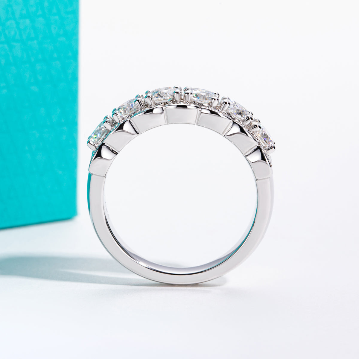 S925 Sterling‑Silver Six‑Stone Moissanite Ring