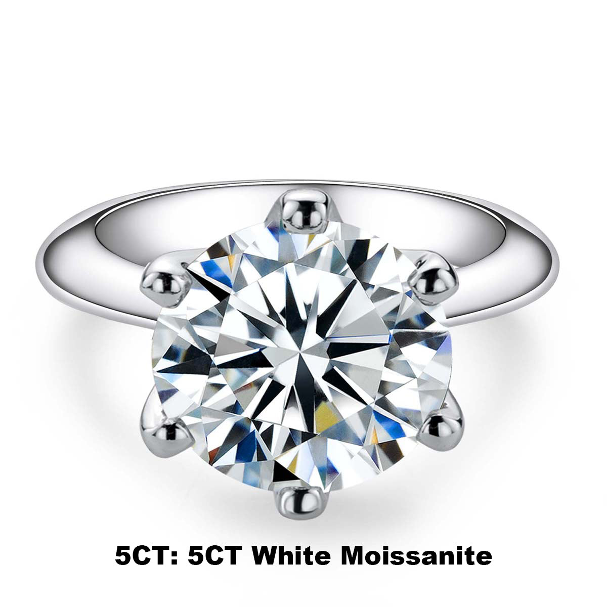 Round Cut Moissanite Engagement Ring (0.5-5 ct)