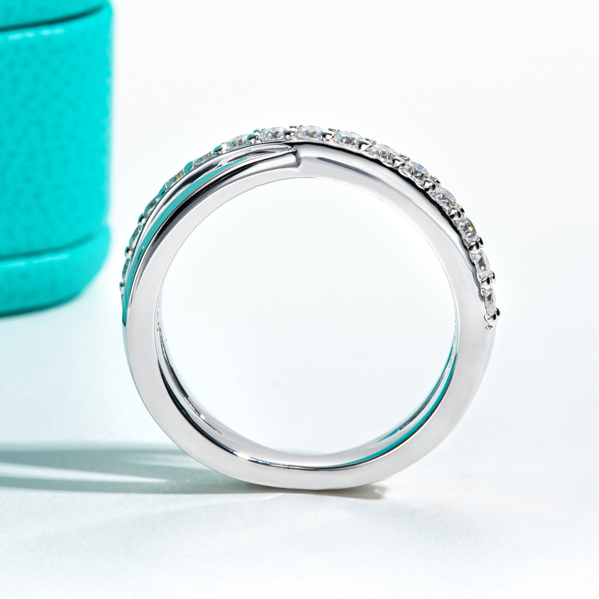 S925 Silver 2.0mm Moissanite X Cross Ring